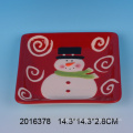 2016 Lovely Handpainting Ceramic Christmas Snowman Plate ,Christmas Candy Plate